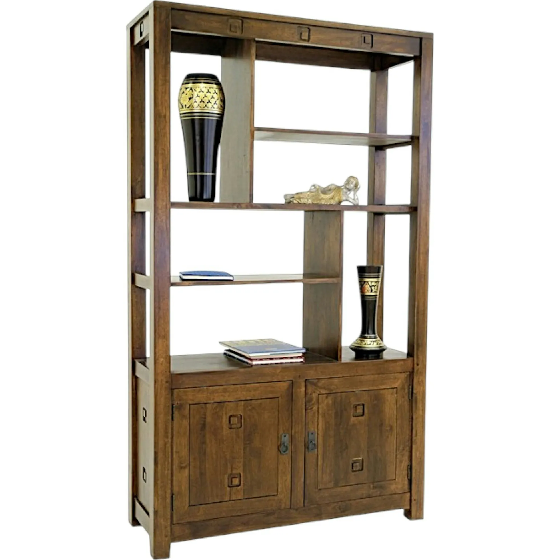 Bibliothèque destructurée hévéa 2 portes 110x190cm TESSA