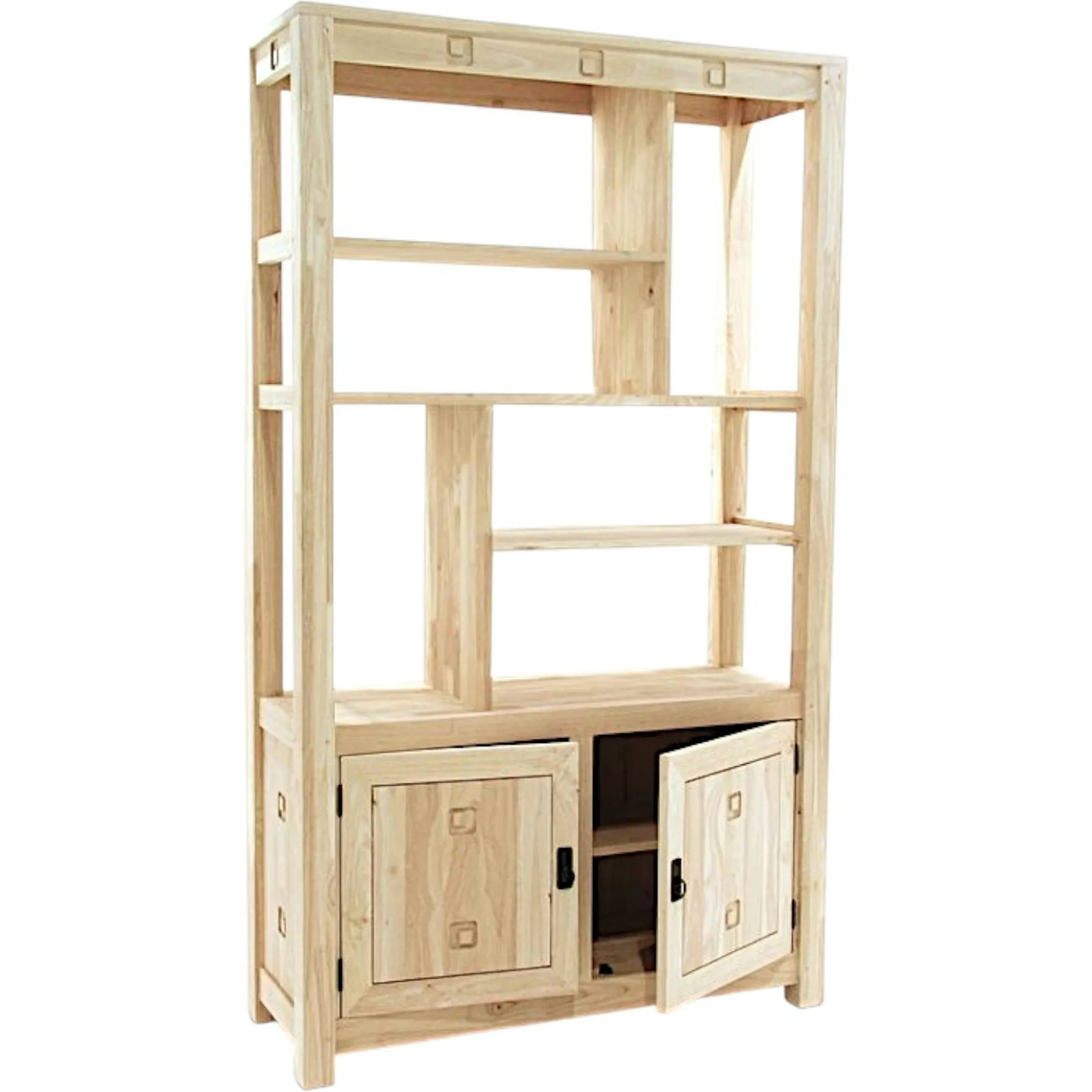 Bibliothèque destructurée hévéa 2 portes 110x190cm TESSA