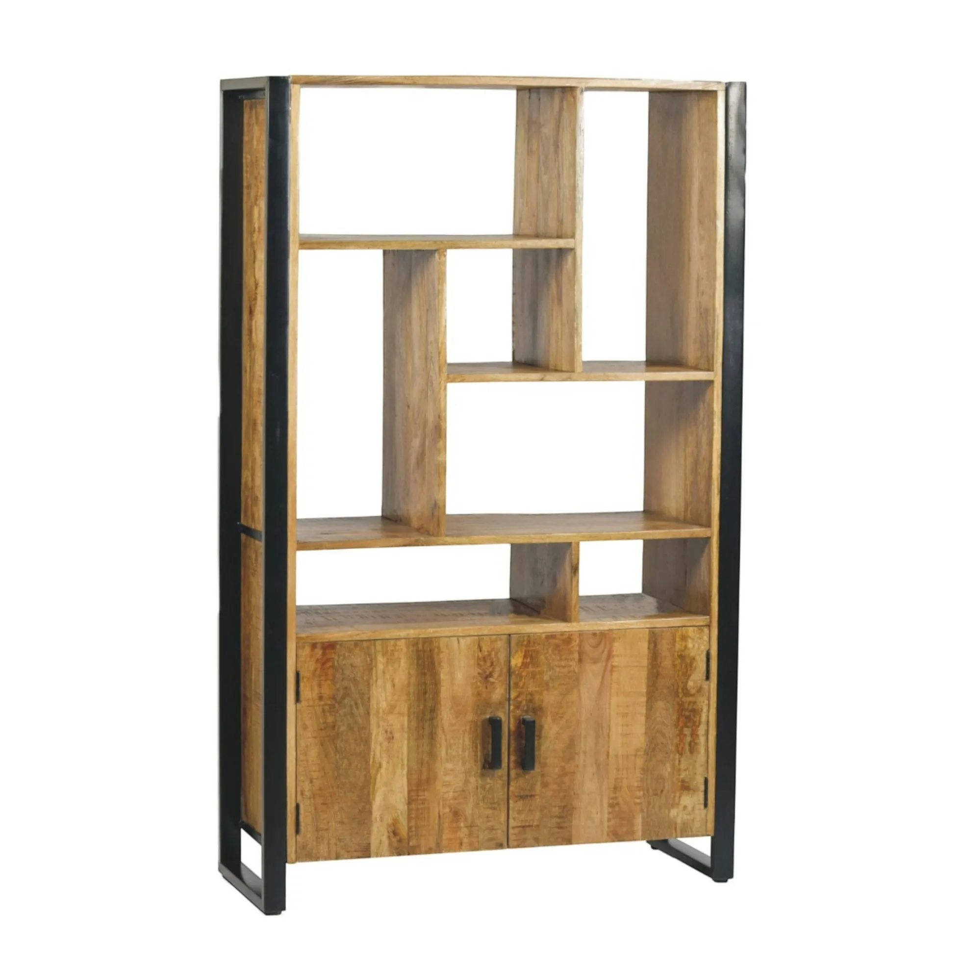 Bibliothèque déstructurée bois métal 2 portes KARGO