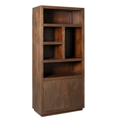 Bibliothèque haute bois foncé 2 portes MONTARO