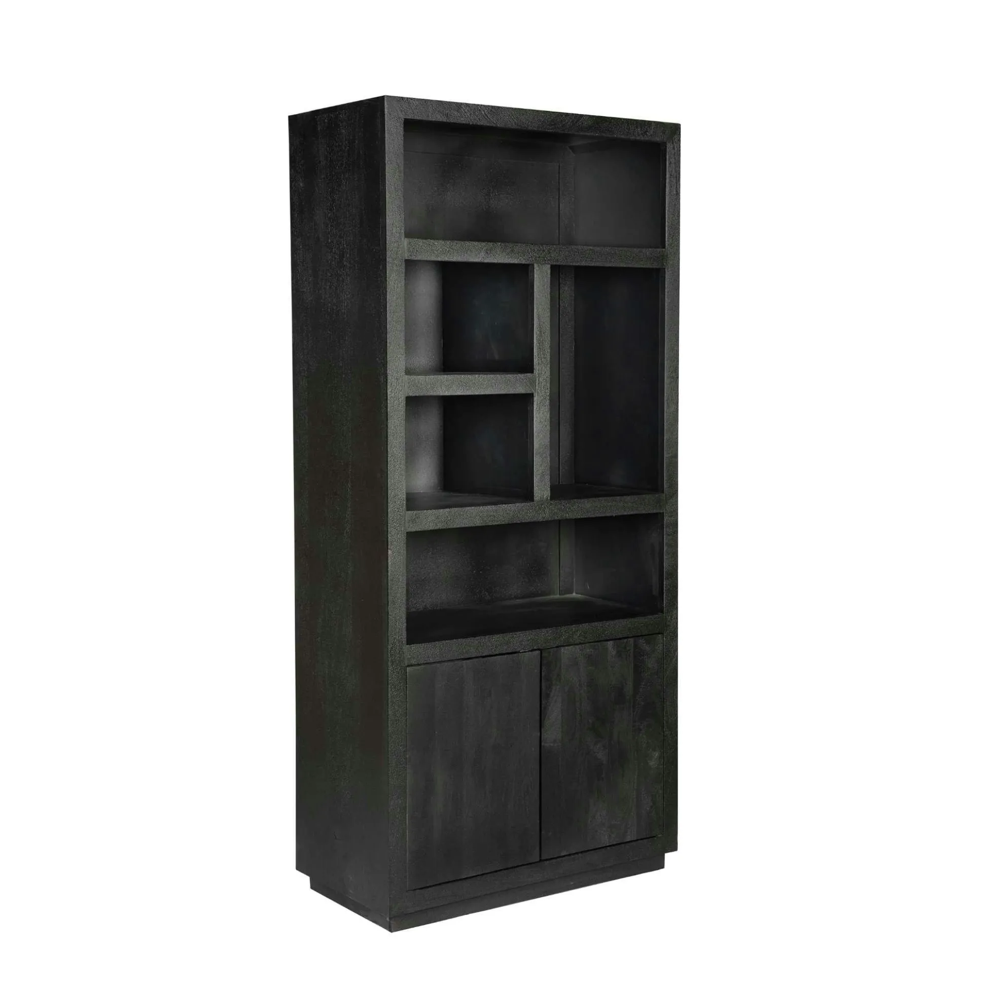 Bibliothèque haute bois noir 2 portes MONTARO