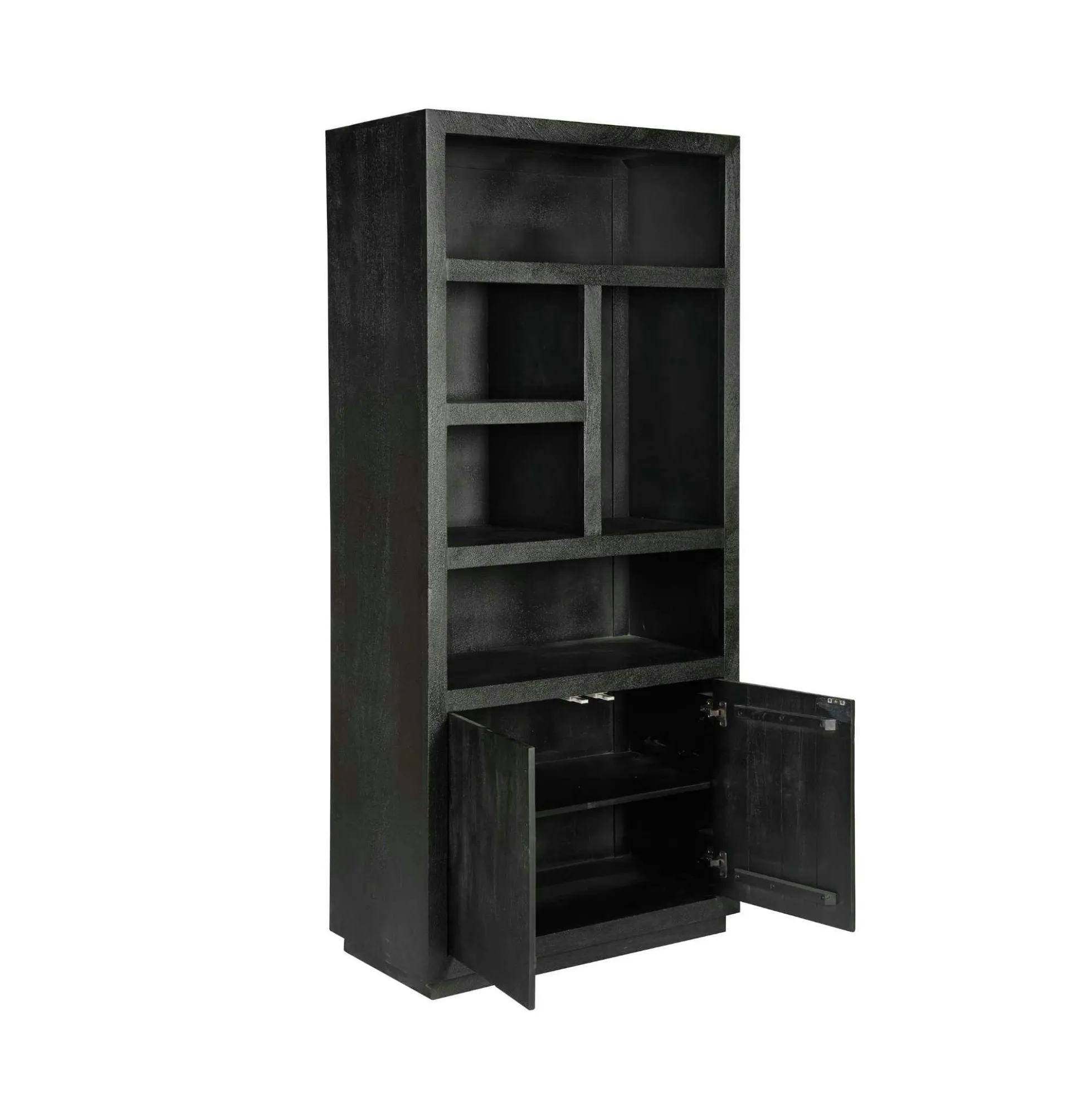 Bibliothèque haute bois noir 2 portes MONTARO