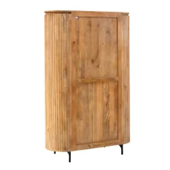 Bibliothèque haute bois rainuré avec rangement CALERO
