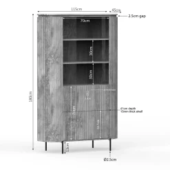 Bibliothèque haute bois rainuré avec rangement CALERO