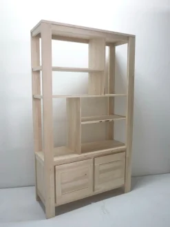 Bibliothèque Hévéa 2 portes, 6 niches 110x40x190cm OLGA