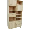 Bibliothèque Hévéa 3 portes, 3 tiroirs, 7 niches 95x40x160cm SIXTIES