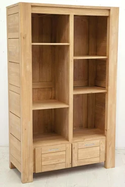 Bibliothèque Hévéa 2 tiroirs, 6 niches 100x45x162cm ATTAN