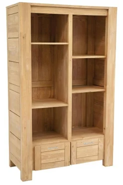 Bibliothèque Hévéa 2 tiroirs, 6 niches 100x45x162cm ATTAN