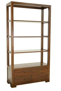 Bibliothèque Hévéa 4 tiroirs, 4 étagères 100x40x190cm NIAGARA