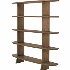 Bibliothèque linéaire 5 étagères en bois de mindi ARCUS