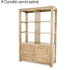 Bibliothèque moderne bois hévéa 110x165cm ATTAN