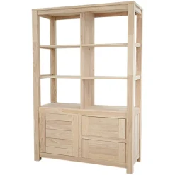 Bibliothèque moderne bois hévéa 110x165cm ATTAN