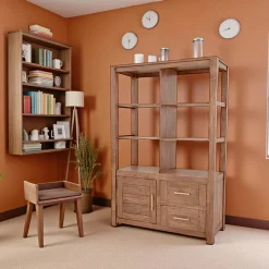 Bibliothèque moderne bois hévéa 110x165cm ATTAN