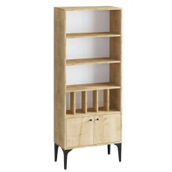 Bibliothèque moderne effet bois clair - séparateurs livres JENA