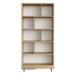 Bibliothèque ouverte effet bois avec rangement bas fermé JENA