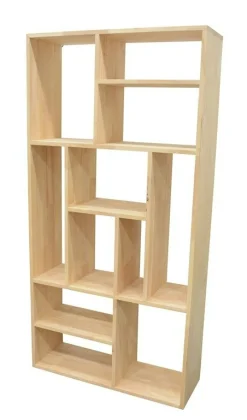 Bibliothèque ouverte Hévéa 11 niches déstructurées 90x30x180cm BALTIC
