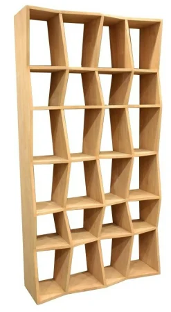 Bibliothèque ouverte Hévéa 24 niches effet ZigZag 100x30x190cm BALTIC