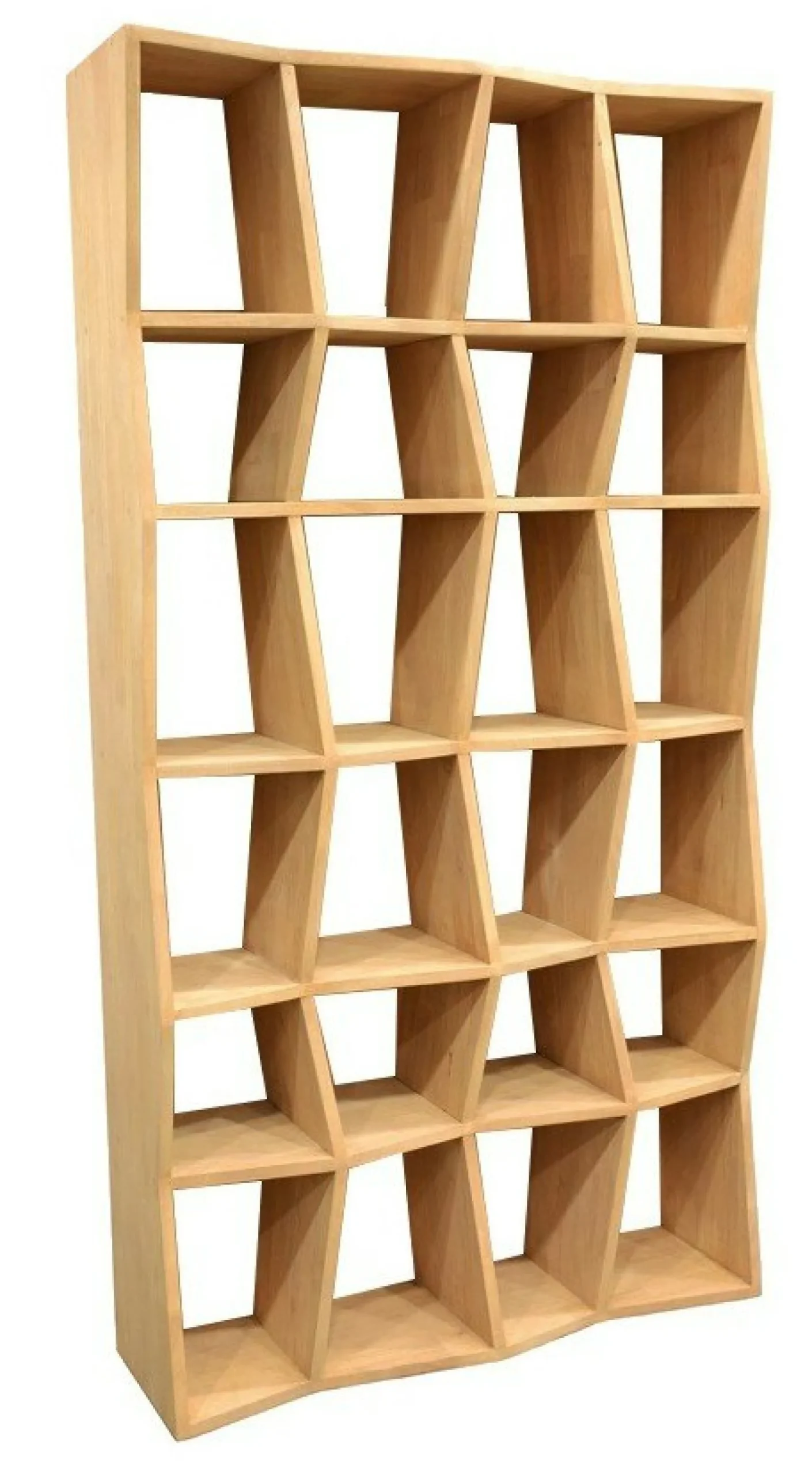 Bibliothèque ouverte Hévéa 24 niches effet ZigZag 100x30x190cm BALTIC