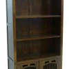 Bibliothèque ouverte Hévéa 2 portes, 3 niches étagères 96.6x44.8x195cm MAORI