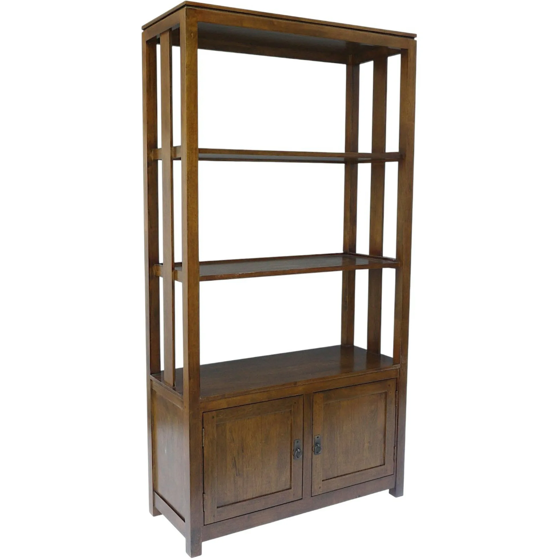 Bibliothèque ouverte Hévéa 2 portes, 3 étages, 100x40x190cm HELENA