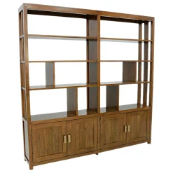 Bibliothéque ouverte Hévéa 4 portes, niches, 30x180x183cm HELENA