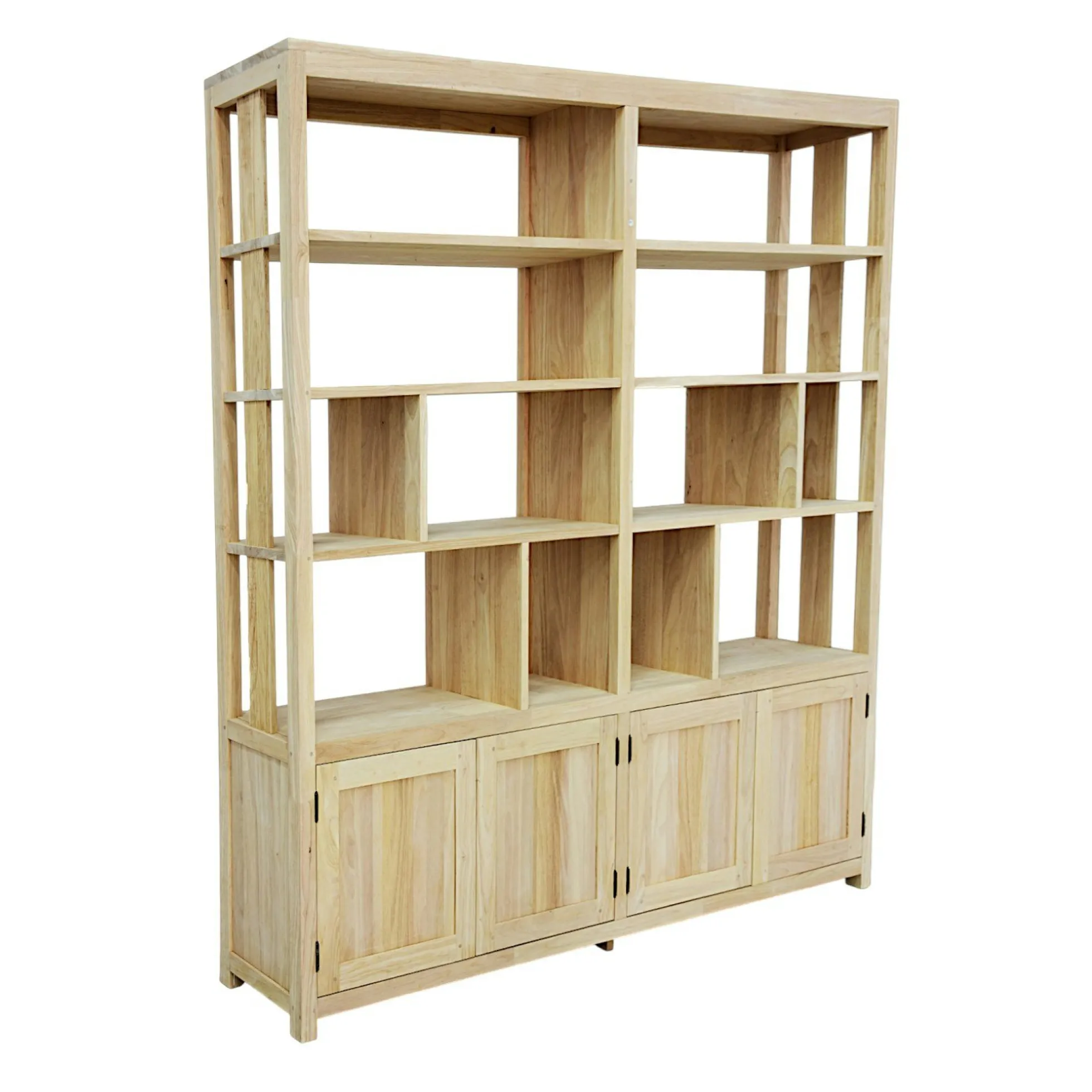 Bibliothéque ouverte Hévéa 4 portes, niches, 30x180x183cm HELENA