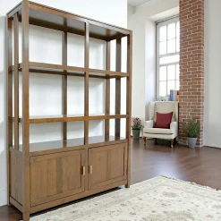Bibliothèque ouverte Hévéa 2 portes, 3 étages 140x40x188,5cm GALA