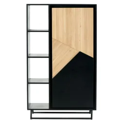 Bibliothèque 1 porte bois noir et blanc ANINA
