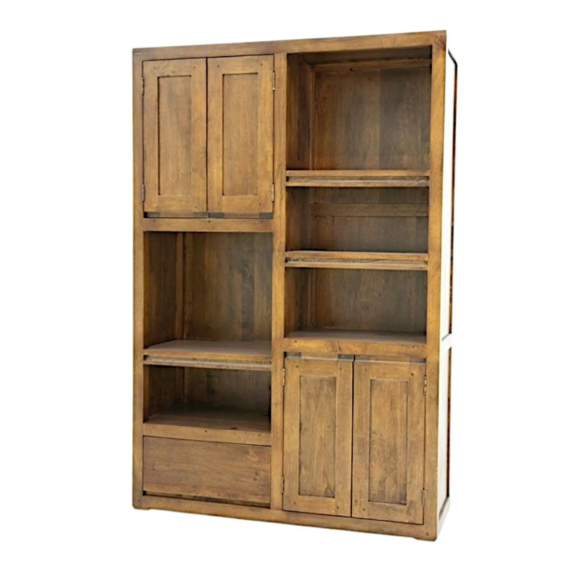 Bibliothèque 4 portes 1 tiroir hévéa 100x150cm OLGA