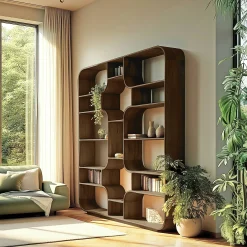 Bibliothèque symétrique en bois de mindi ARCUS