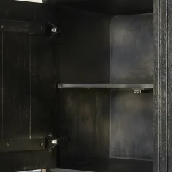 Bibliothèque étagère bois noir 6 portes rainurées CORTINA