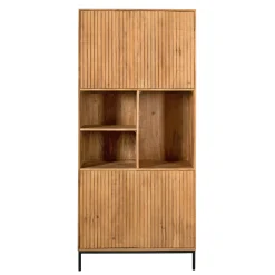 Bibliothèque étagère bois 4 portes rainurées CORTINA