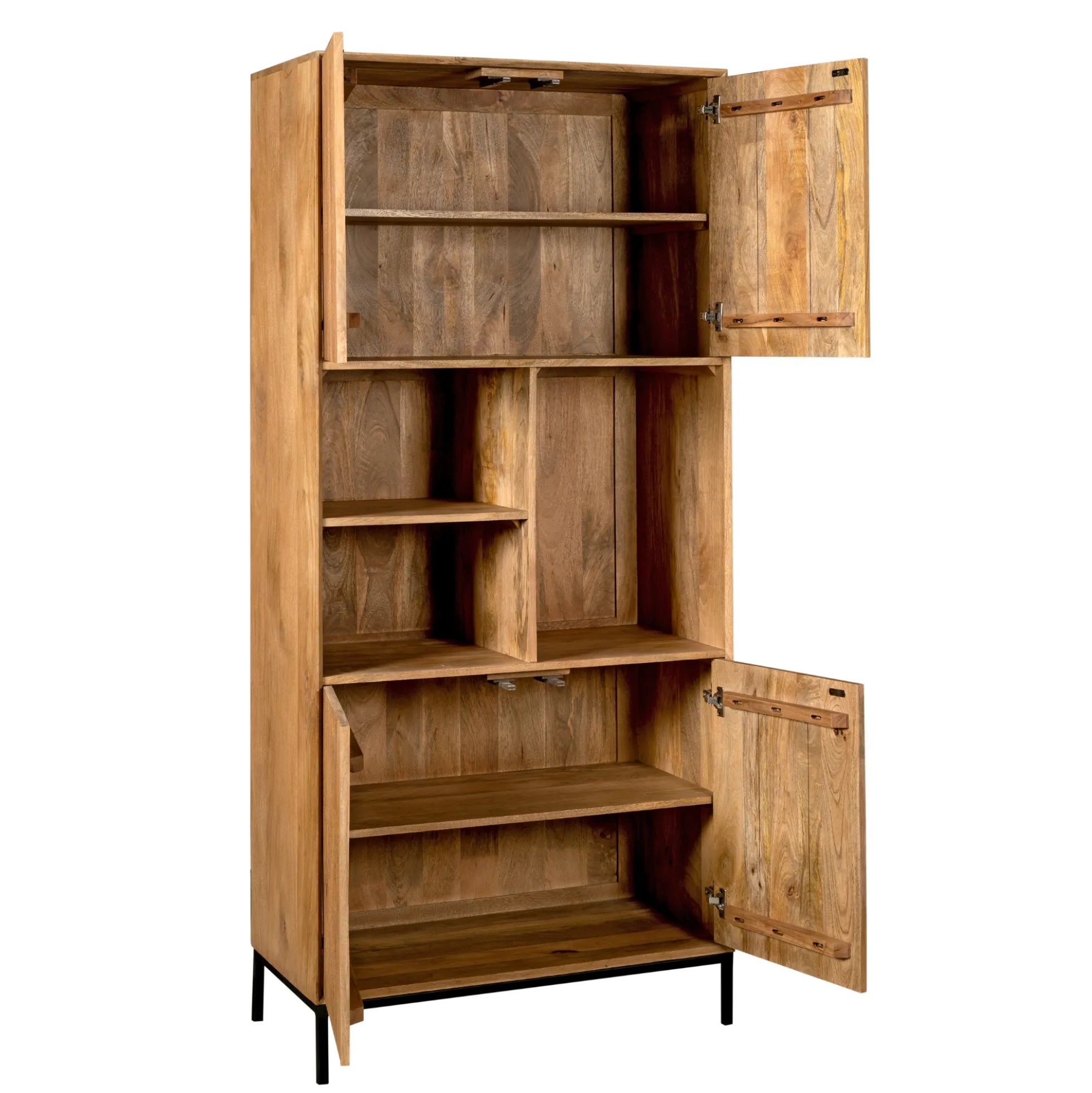 Bibliothèque étagère bois 4 portes rainurées CORTINA