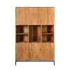 Bibliothèque étagère bois 6 portes rainurées CORTINA