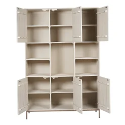 Bibliothèque étagère bois sable 6 portes rainurées CORTINA