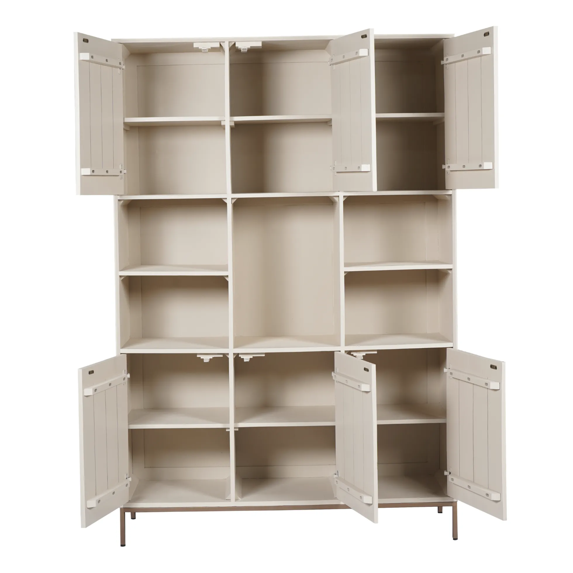 Bibliothèque étagère bois sable 6 portes rainurées CORTINA