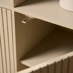 Bibliothèque étagère bois sable 6 portes rainurées CORTINA