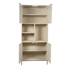 Bibliothèque étagère bois sable 4 portes rainurées CORTINA