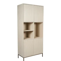Bibliothèque étagère bois sable 4 portes rainurées CORTINA