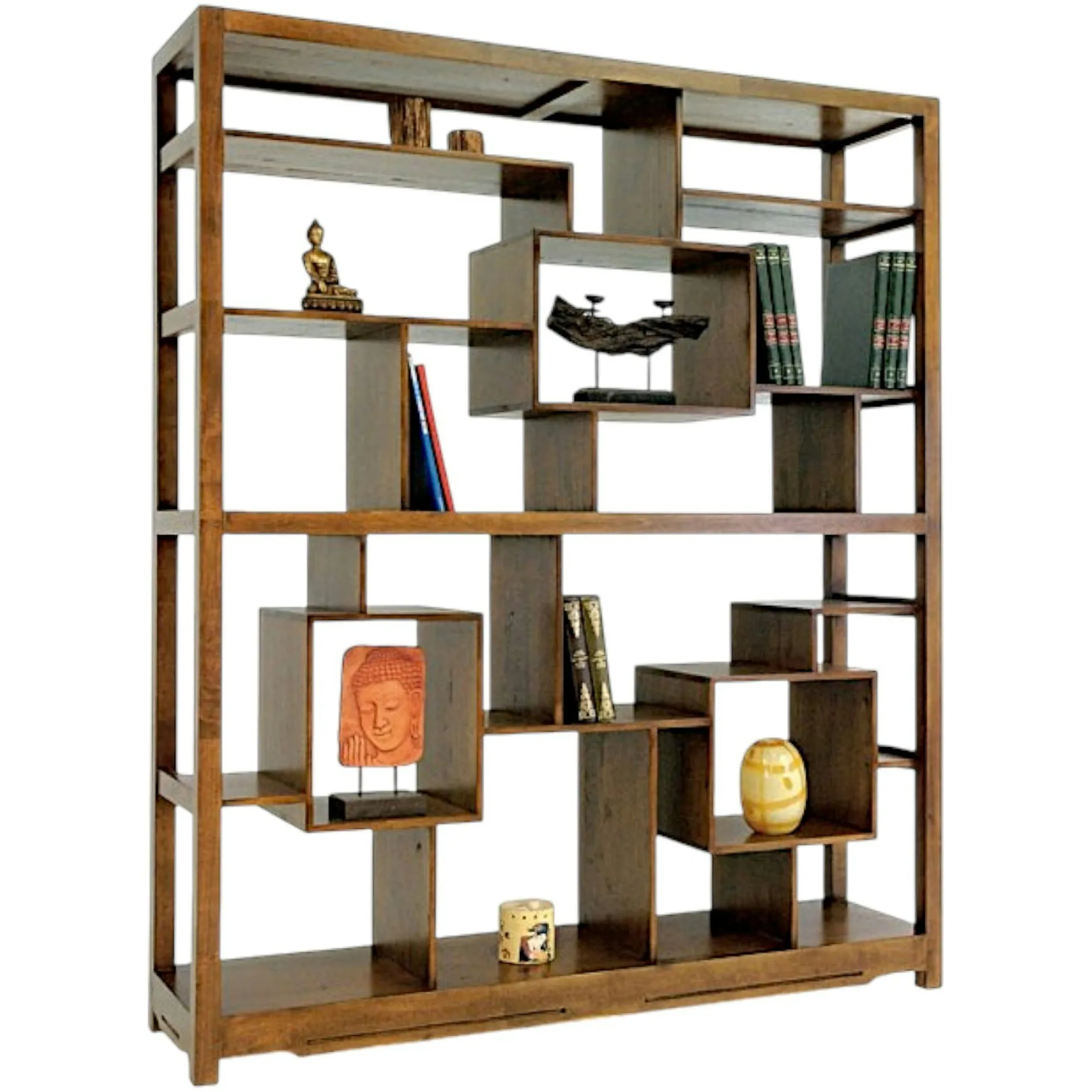 Bibliothèque étagère destructurée hévéa 160x190cm MAORI