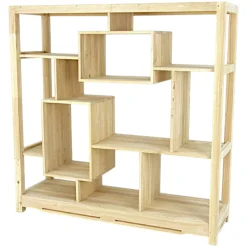 Bibliothèque étagère destructurée hévéa 130x130cm MAORI