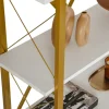 Bibliothèque étagère dorée, 5 plateaux blancs JENA