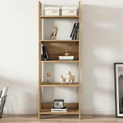 Bibliothèque étagère effet bois avec niche ouverte MARFA