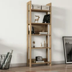 Bibliothèque étagère effet bois avec niche ouverte MARFA