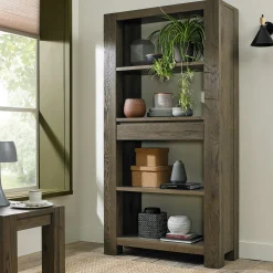Bibliothèque étagère en bois de chêne fumé ALLEN
