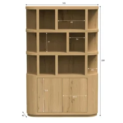 Bibliothèque étagère en chêne clair 2 portes LOREN