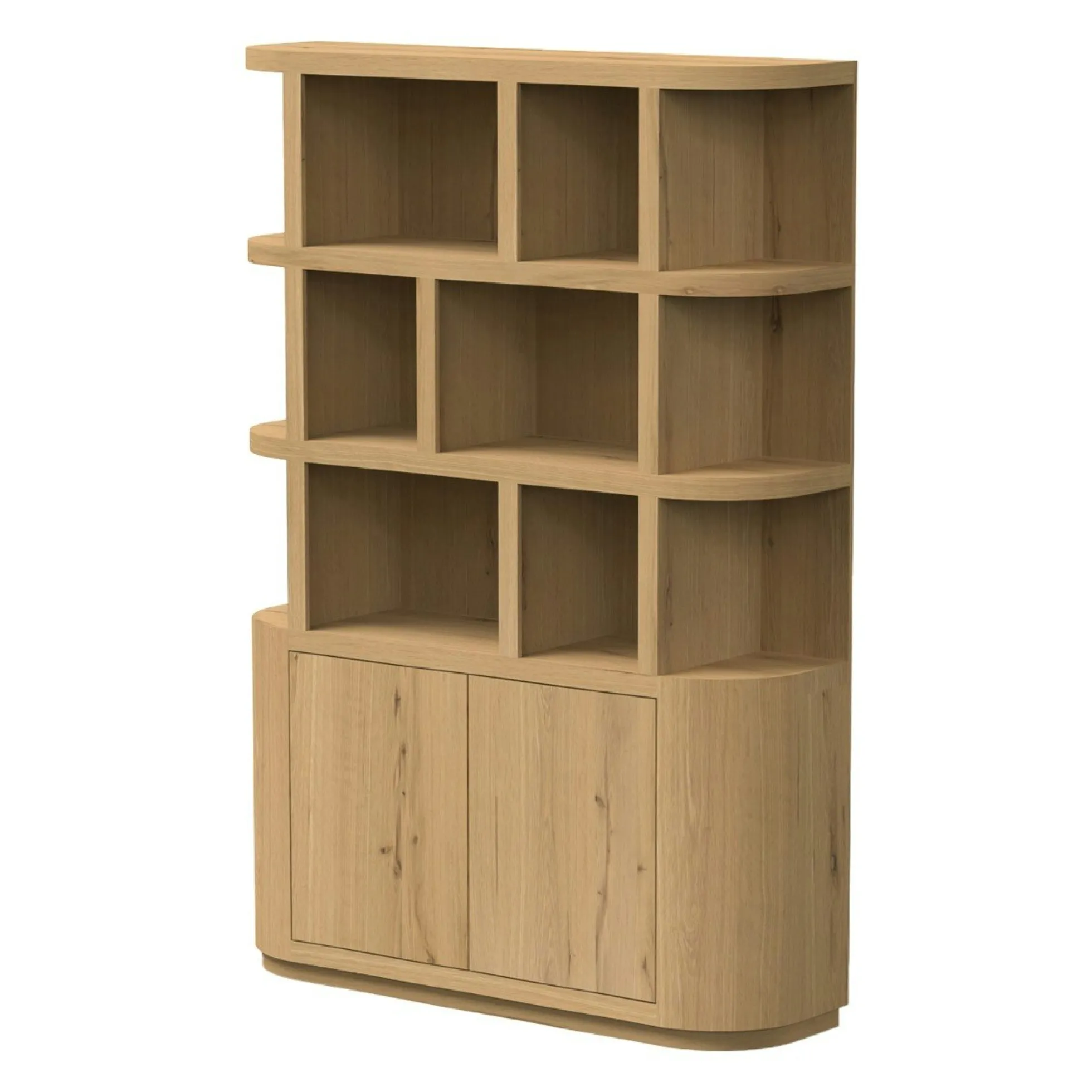 Bibliothèque étagère en chêne clair 2 portes LOREN