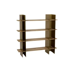 Bibliothèque étagère moderne 4 plateaux - niches dorées JENA