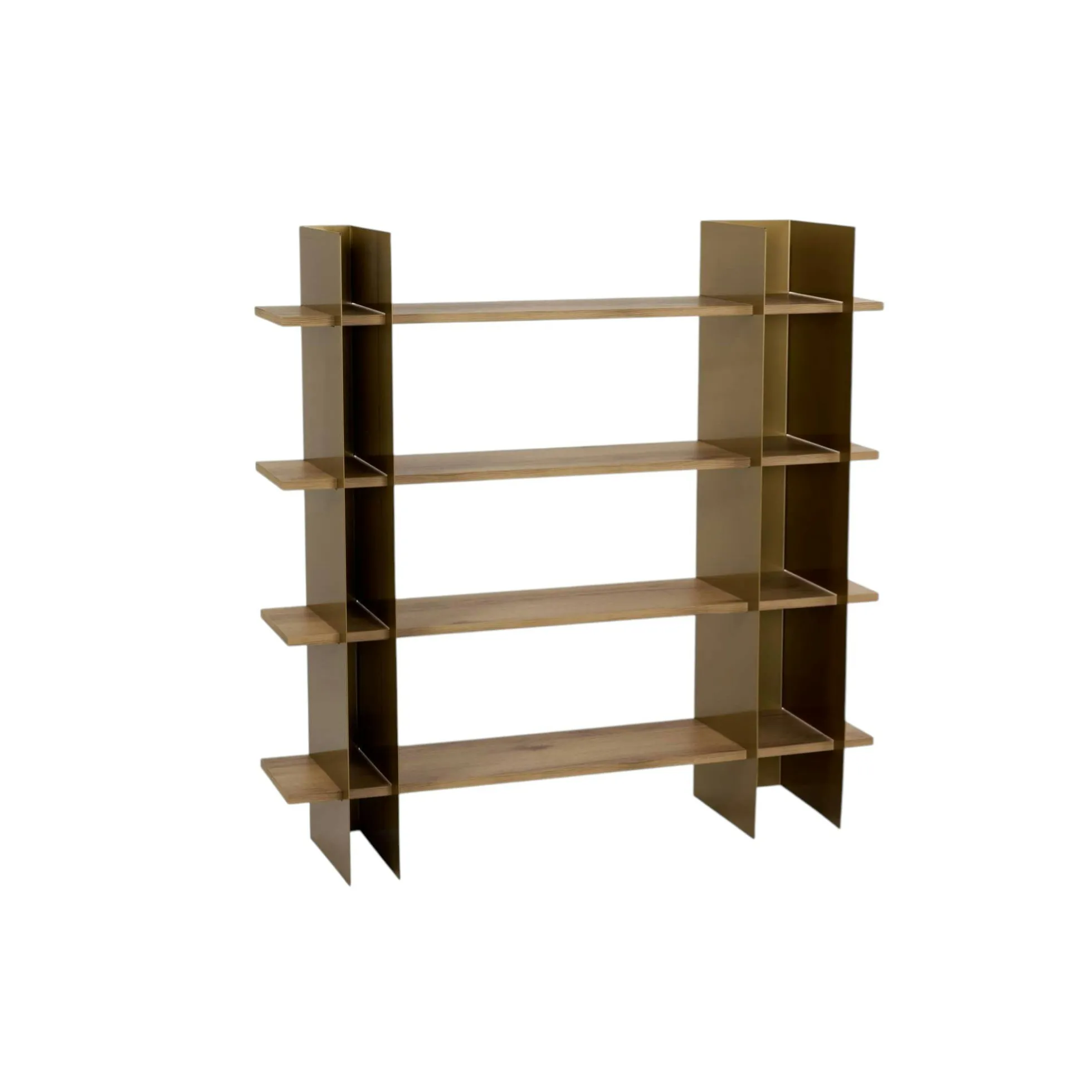 Bibliothèque étagère moderne 4 plateaux - niches dorées JENA