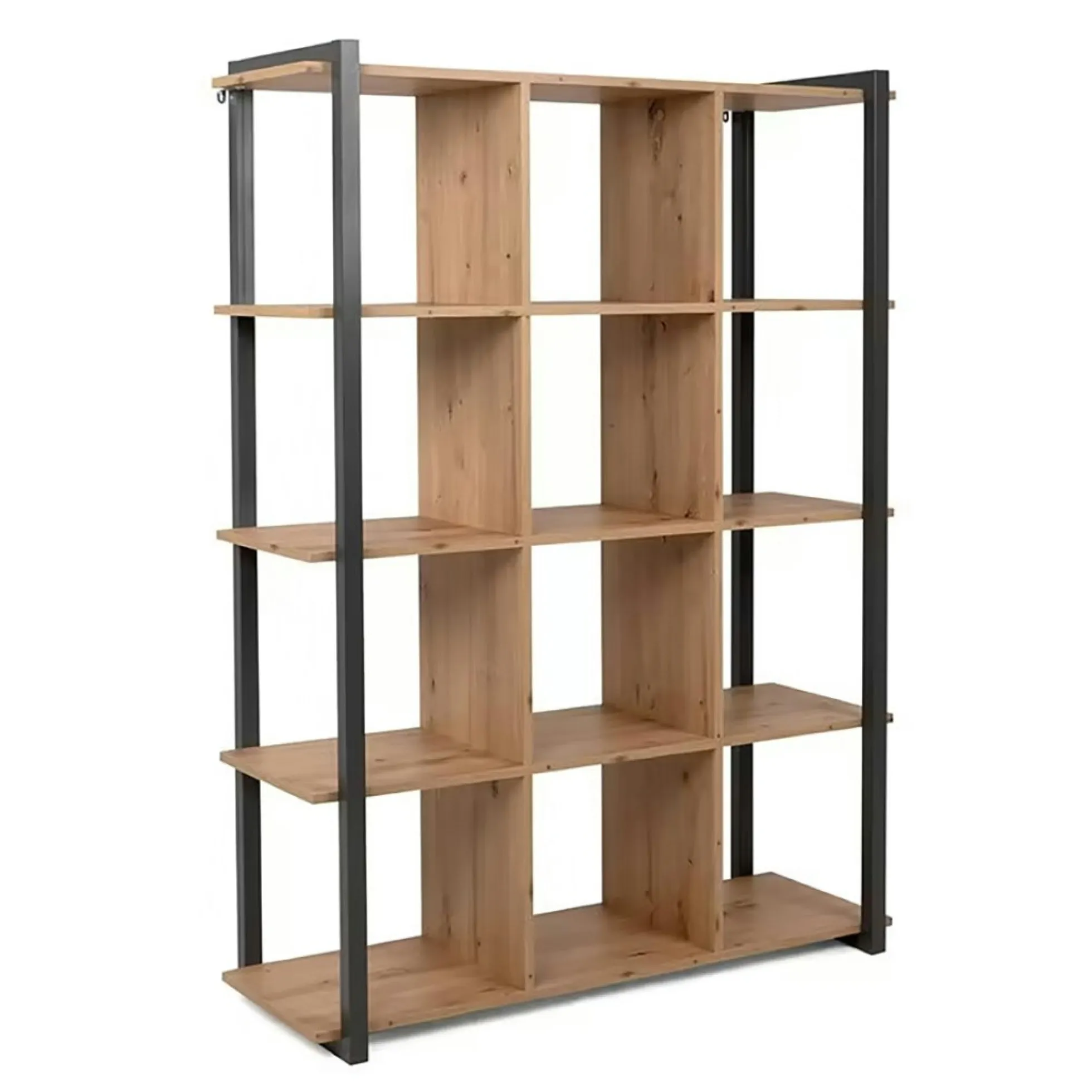 Bibliothèque étagère murale effet chêne 12 niches ALVA